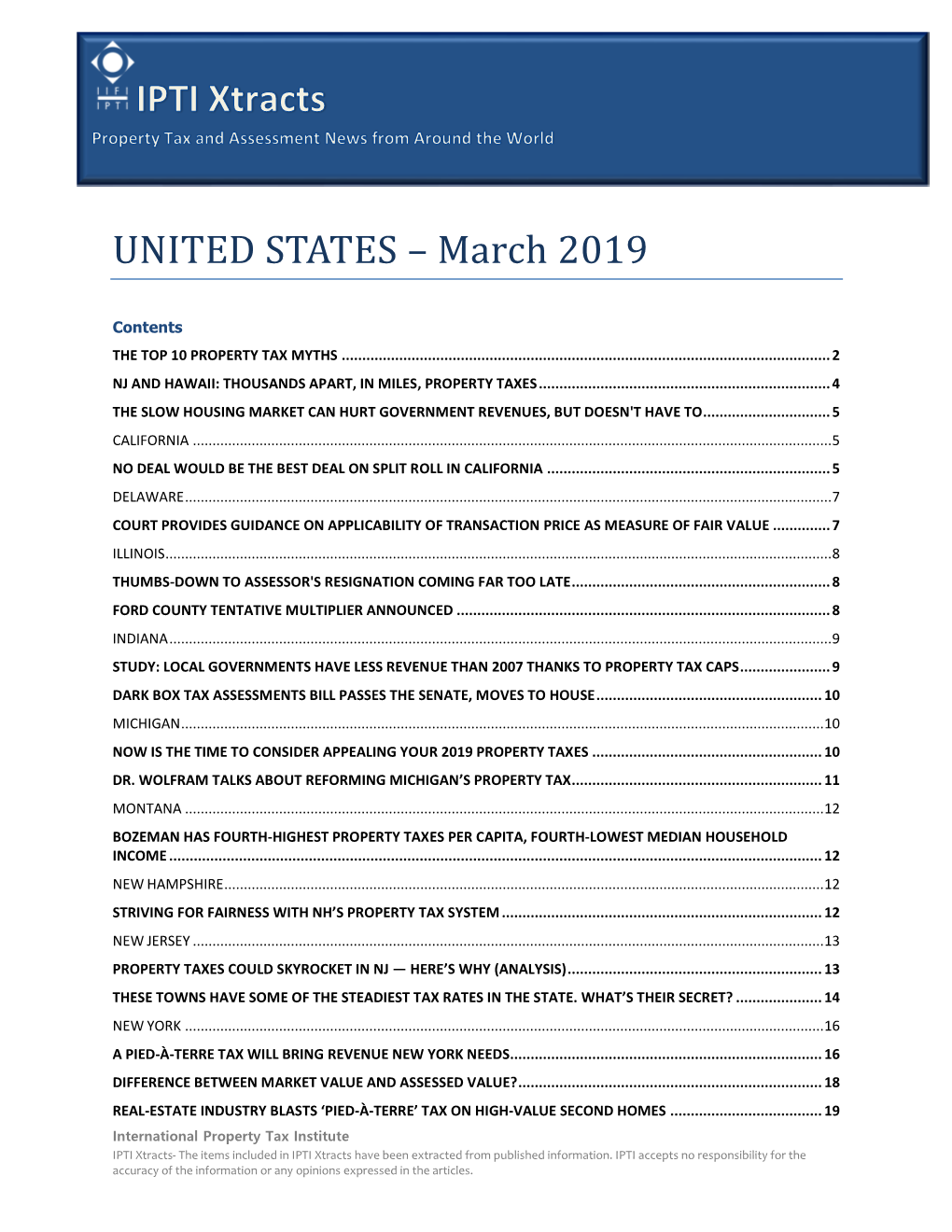 IPTI Xtracts- the Items Included in IPTI Xtracts Have Been Extracted from Published Information