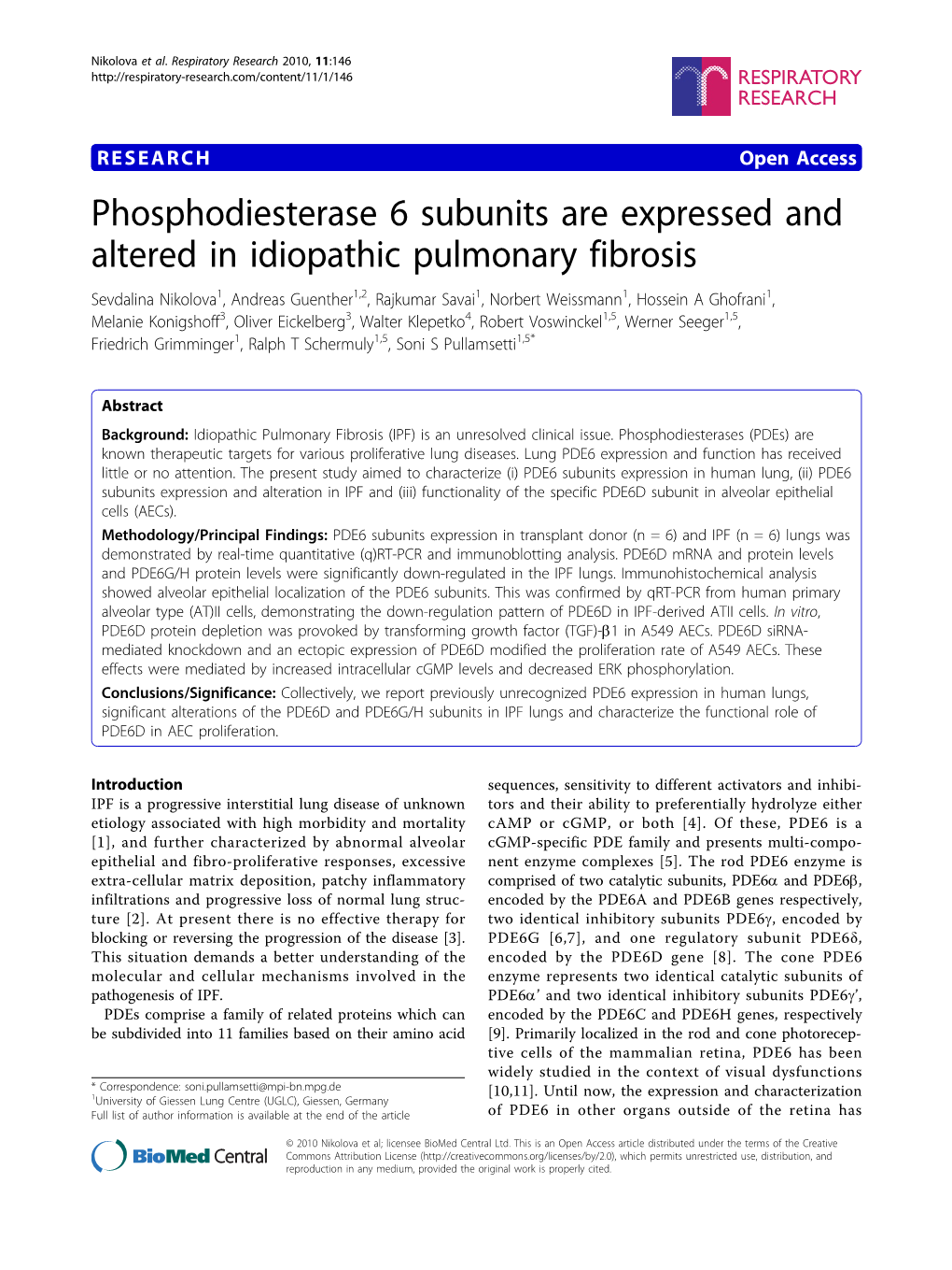 Phosphodiesterase 6 Subunits Are Expressed and Altered in Idiopathic