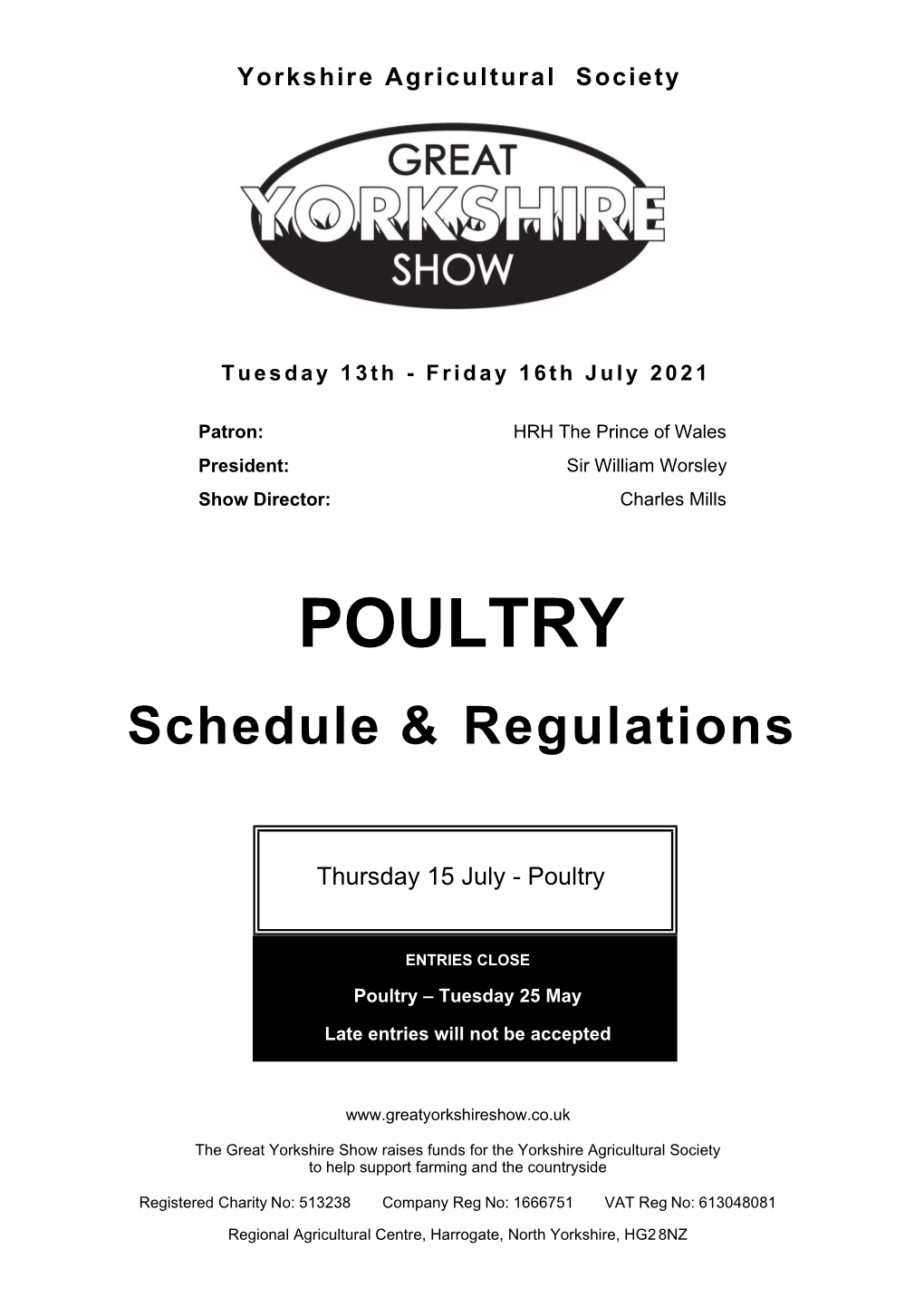 POULTRY Schedule & Regulations