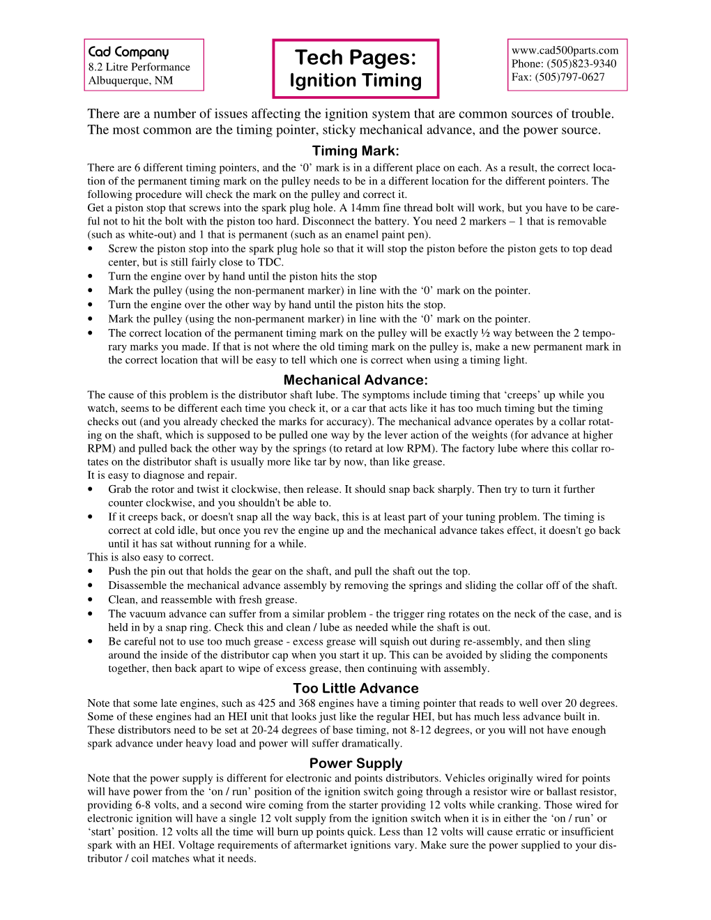 Ignition Timing Troubleshooting Guide (PDF)