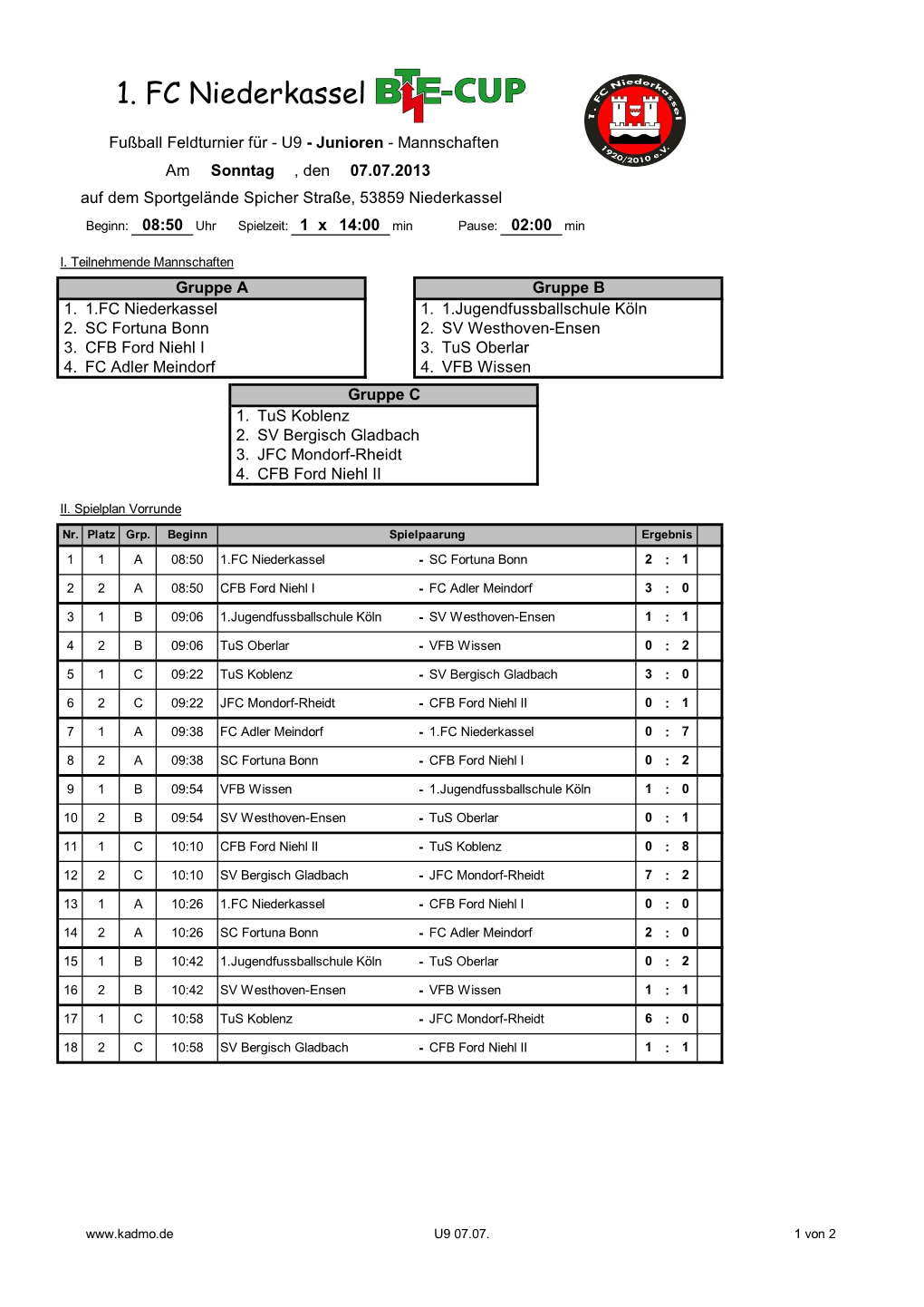 1. FC Niederkassel BTE-Cup