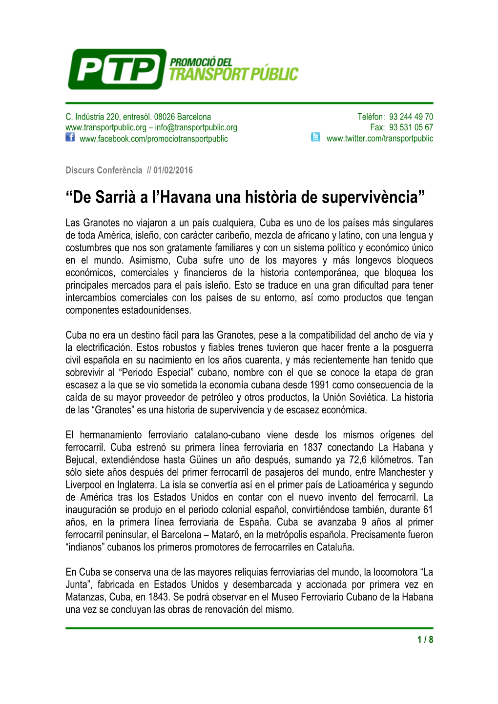 “De Sarrià a L'havana Una Història De Supervivència”