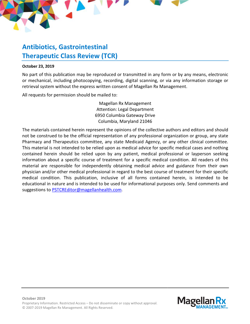 Antibiotics, Gastrointestinal Therapeutic Class Review (TCR)