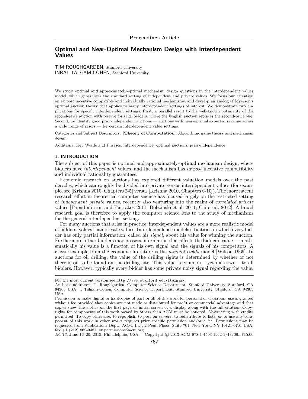 Optimal and Near-Optimal Mechanism Design with Interdependent Values