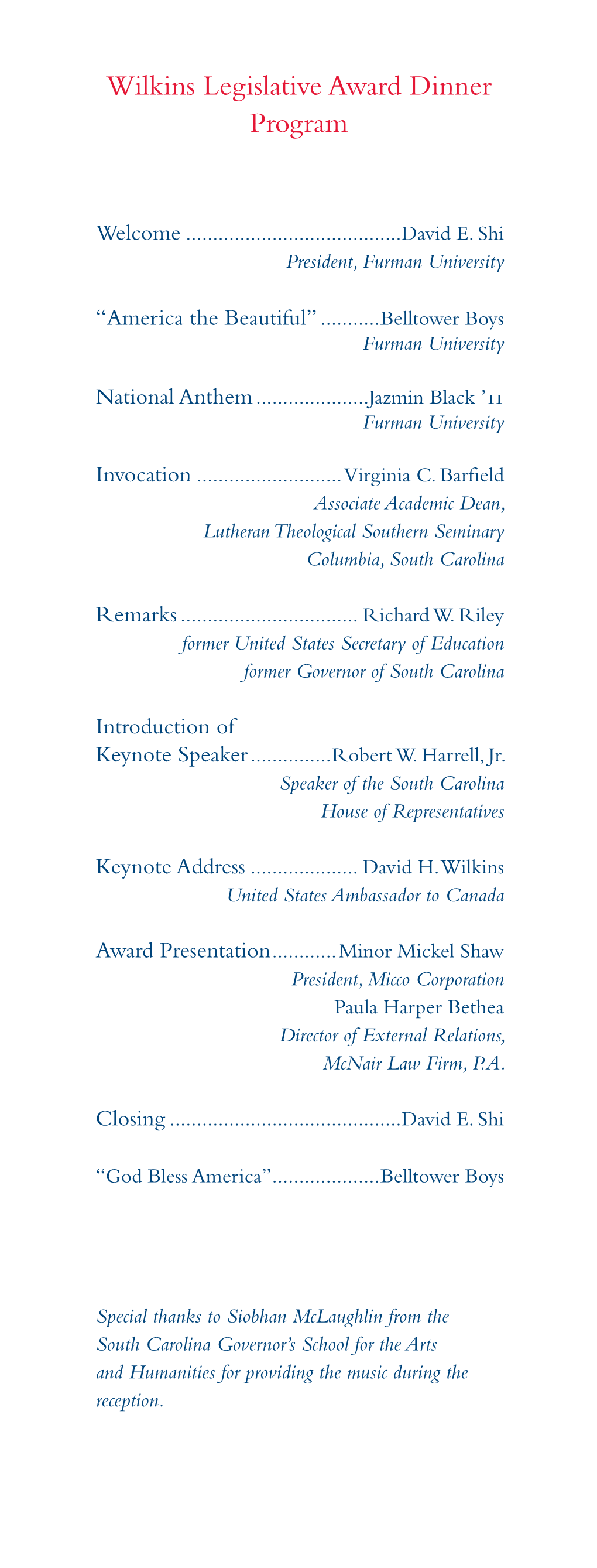 Wilkins Legislative Award Dinner Program