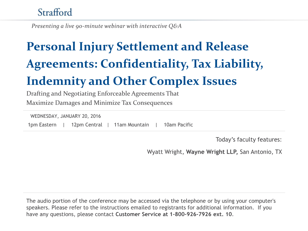 Personal Injury Settlement and Release Agreements