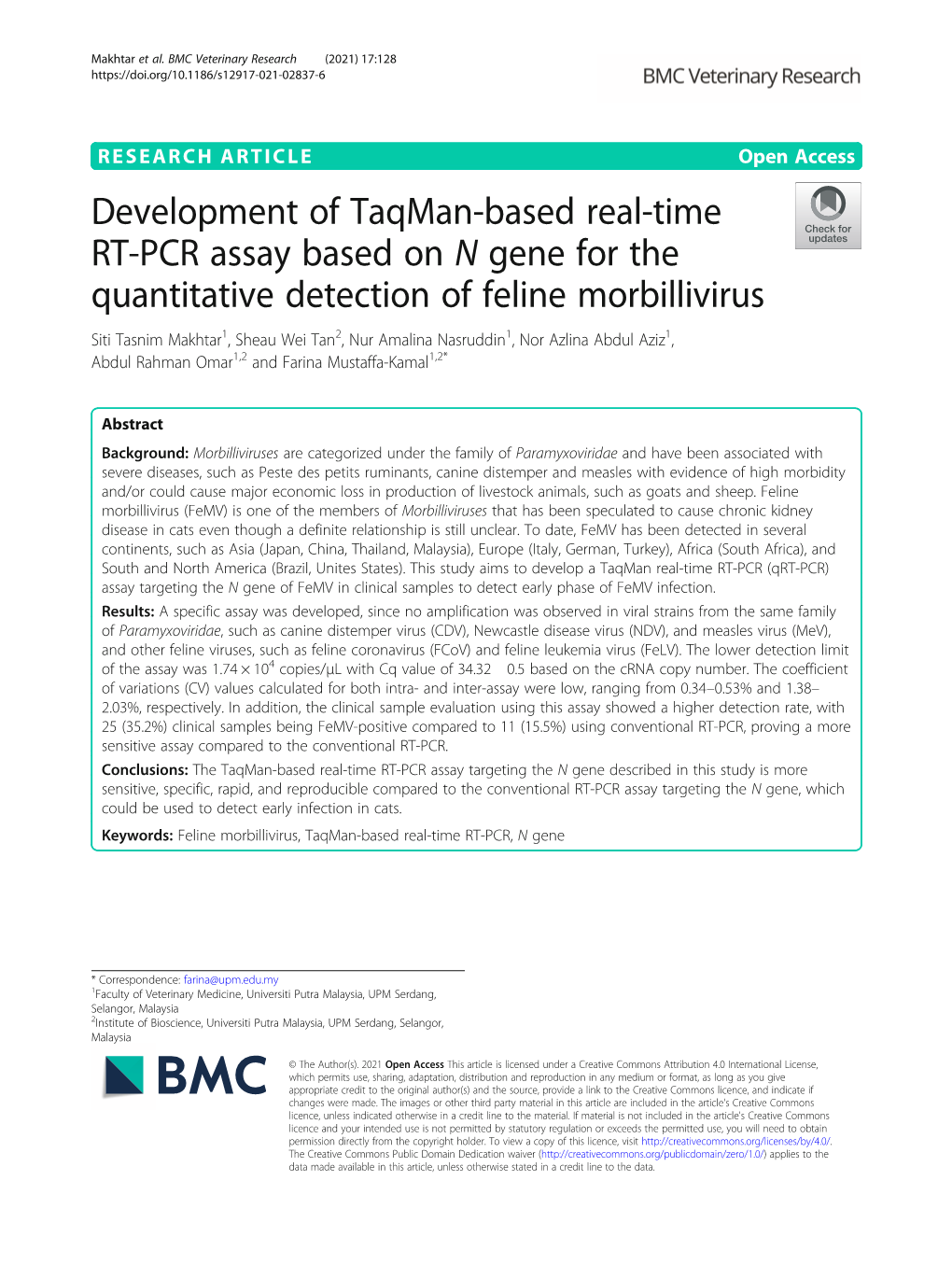 Development of Taqman-Based Real-Time RT-PCR Assay Based On