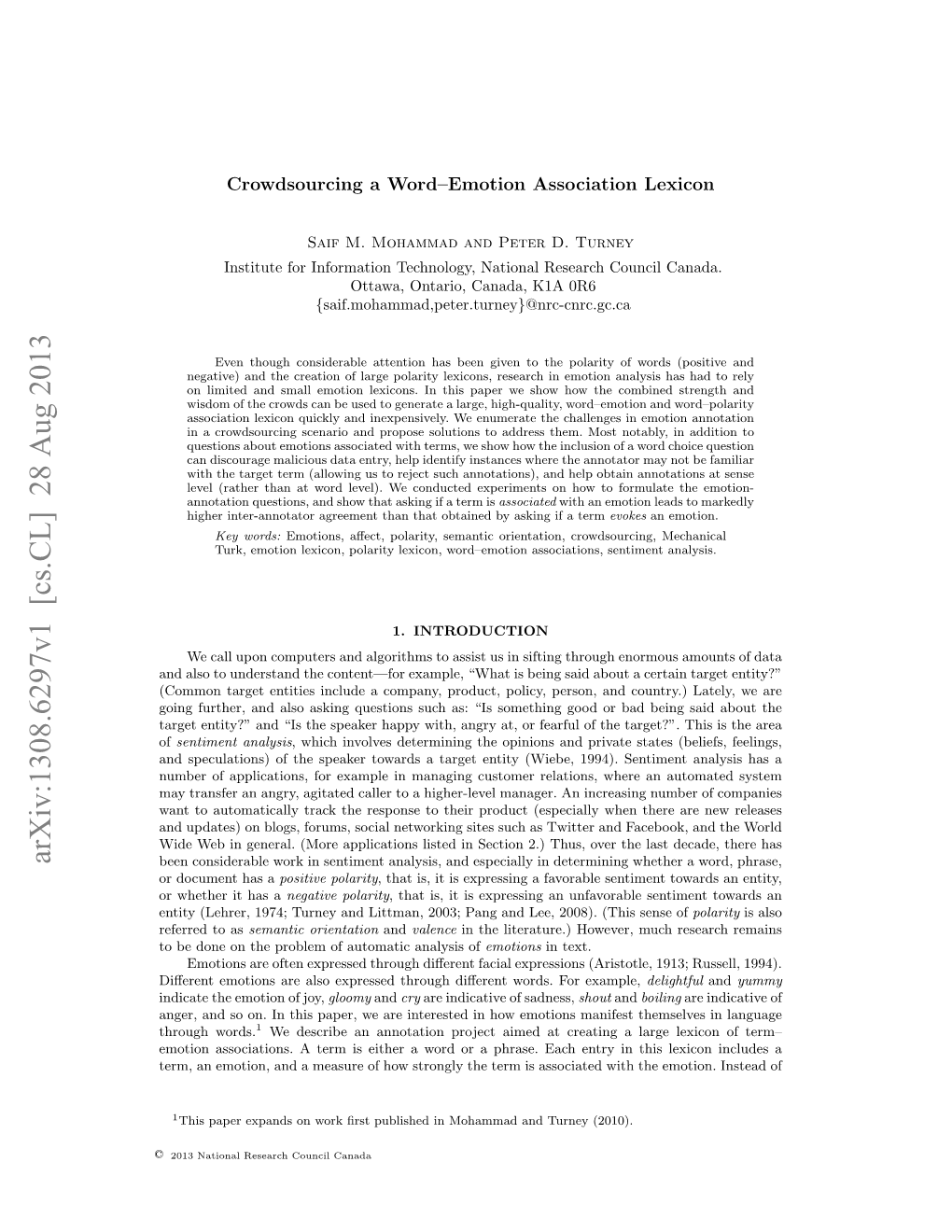 Arxiv:1308.6297V1 [Cs.CL] 28 Aug 2013