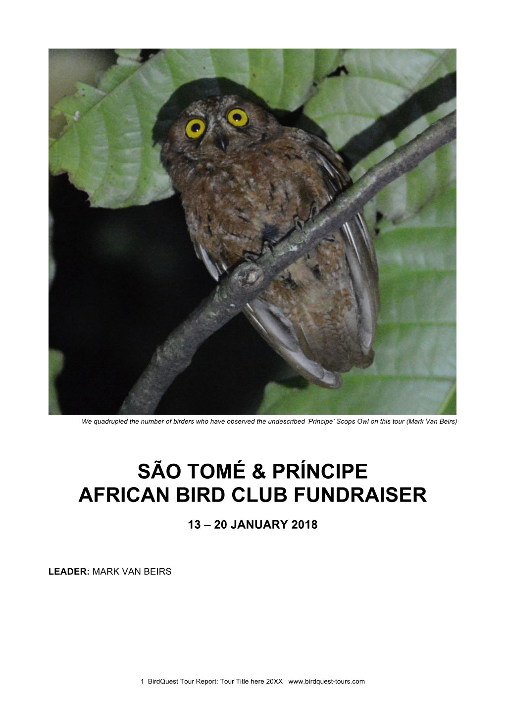 São Tomé & Príncipe African Bird Club Fundraiser