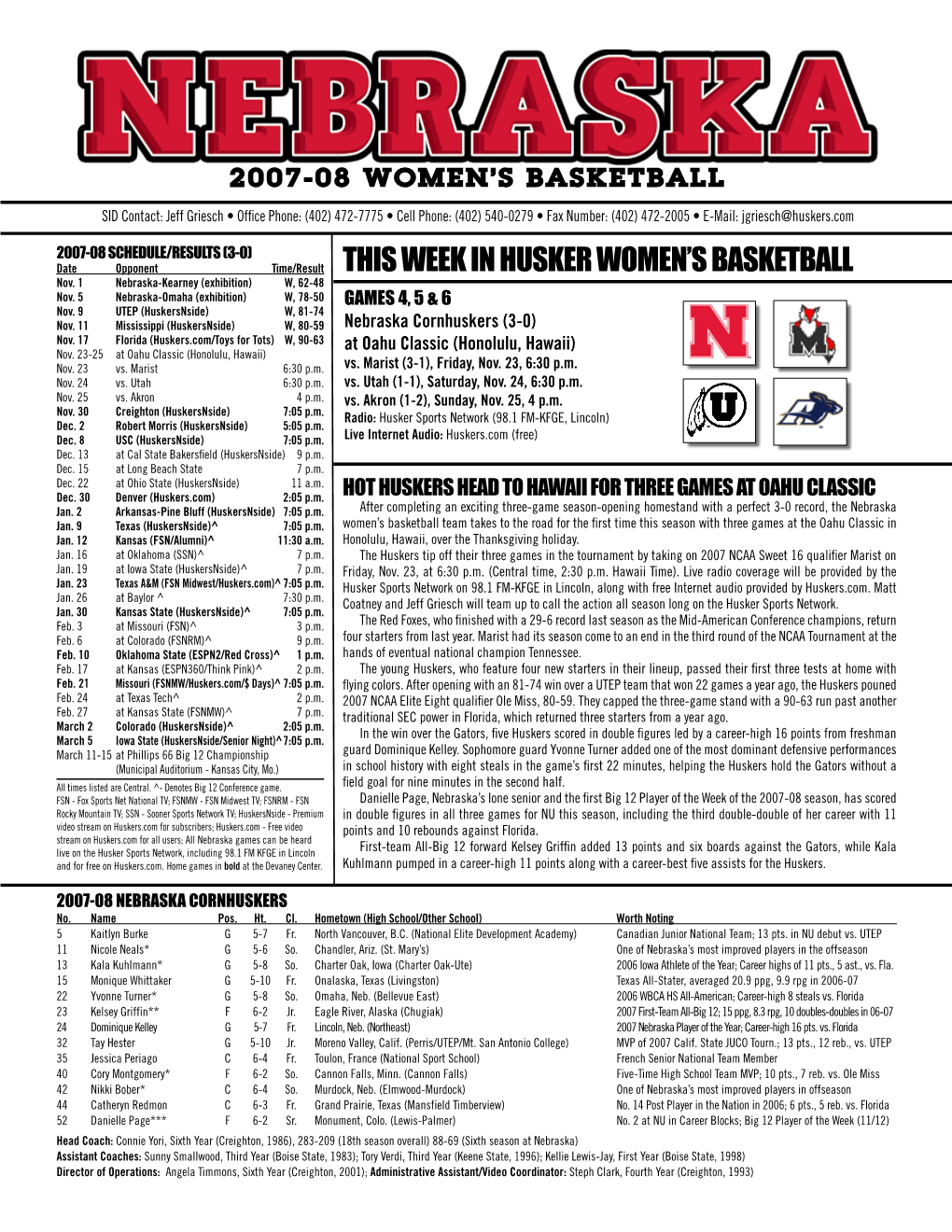 This Week in Husker Women's Basketball