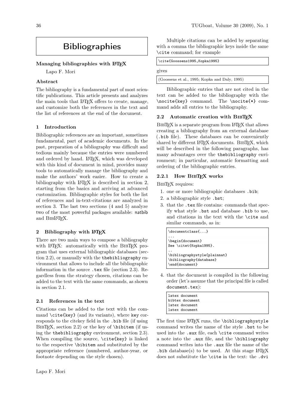 Managing Bibliographies with LATEX Lapo F