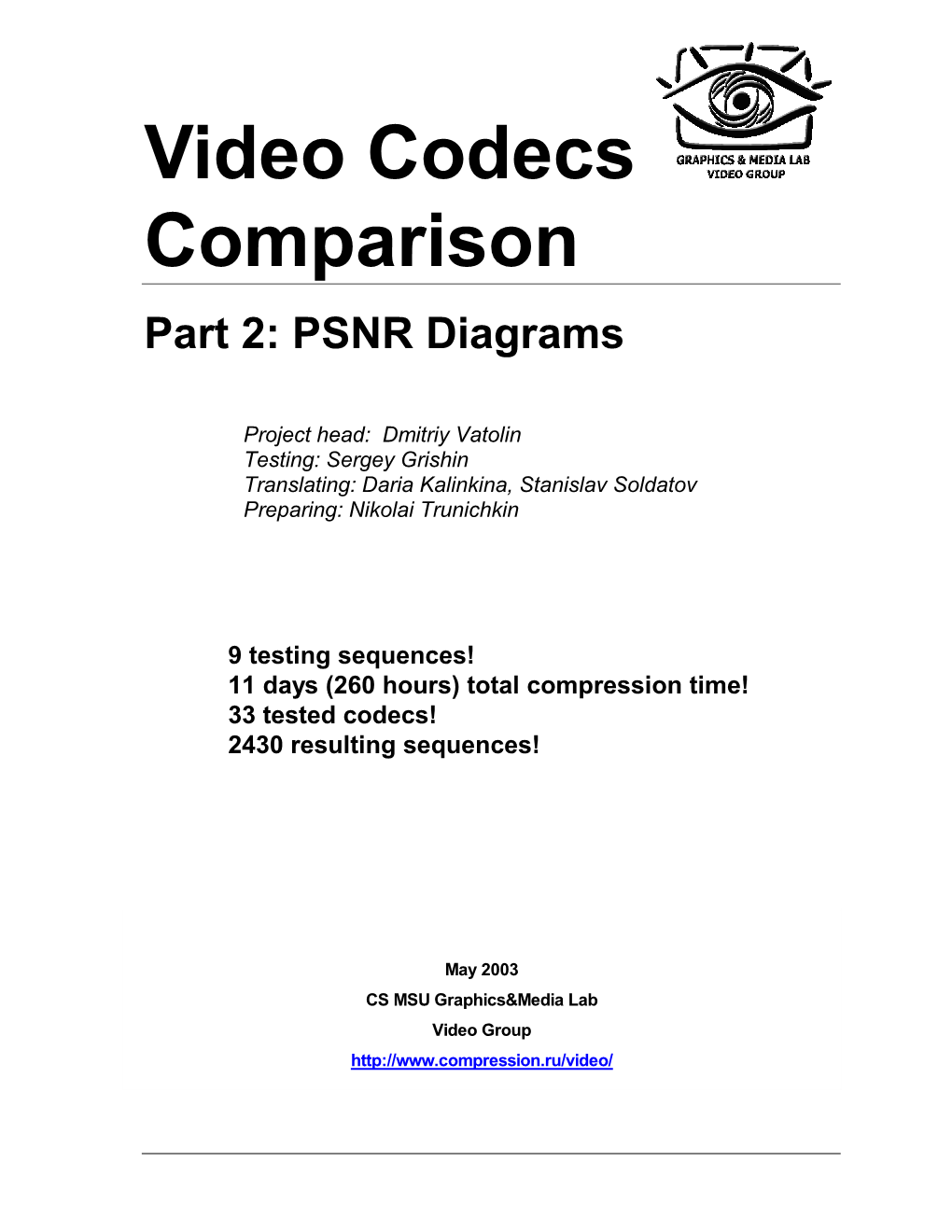 Video Codecs Comparison Part 2: PSNR Diagrams