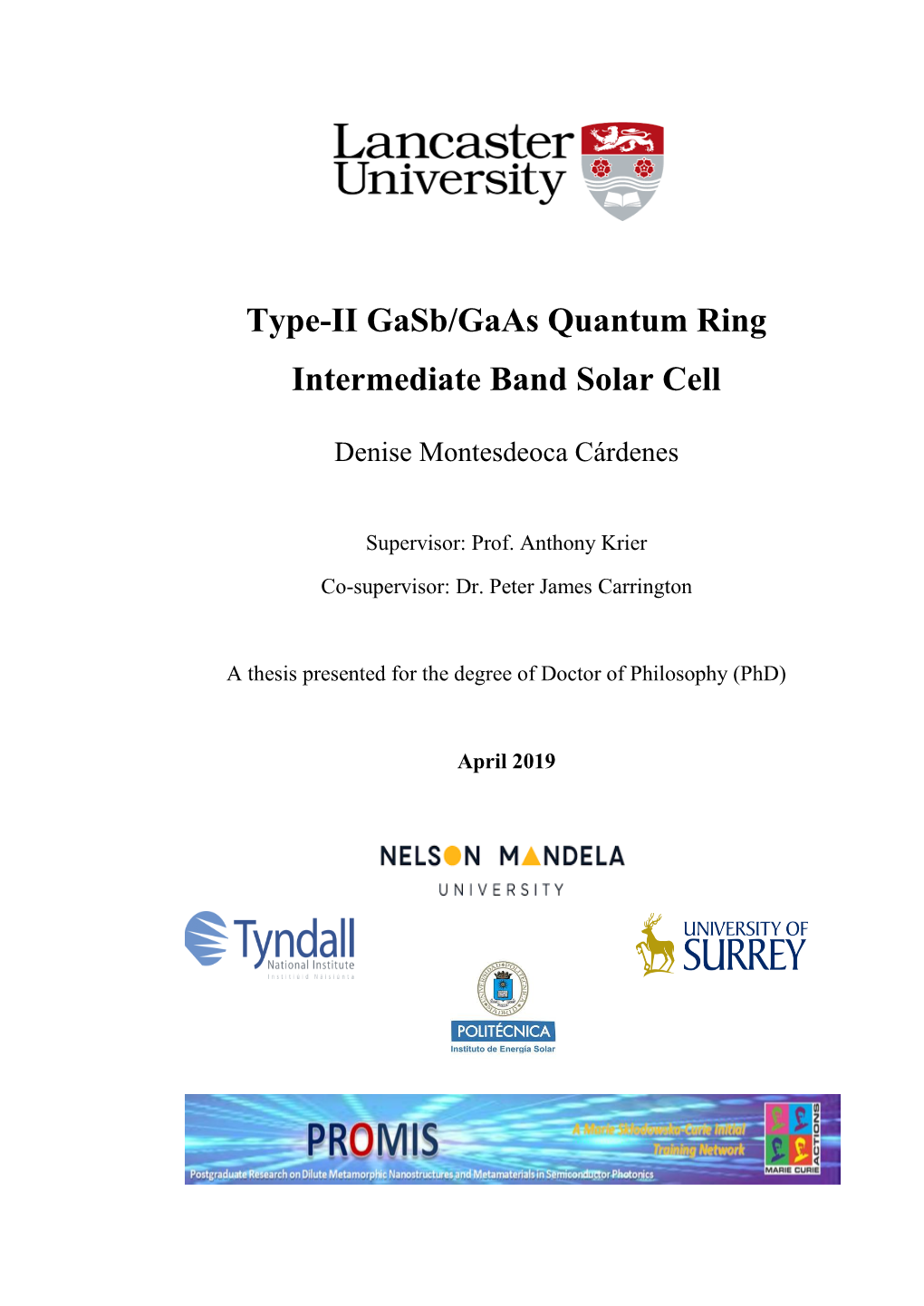 Type-II Gasb/Gaas Quantum Ring Intermediate Band Solar Cell