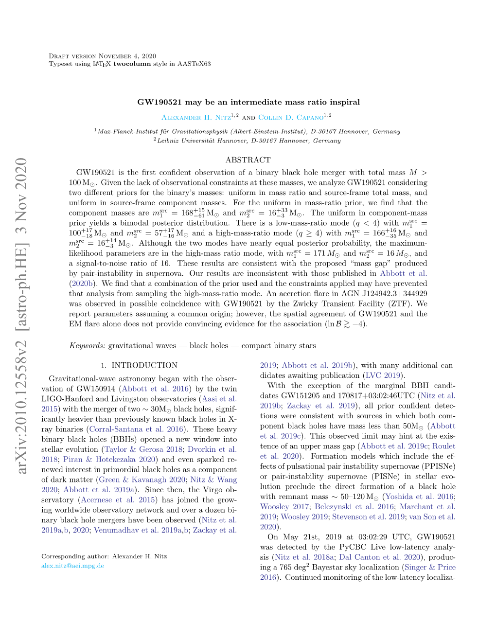 Arxiv:2010.12558V2 [Astro-Ph.HE] 3 Nov 2020