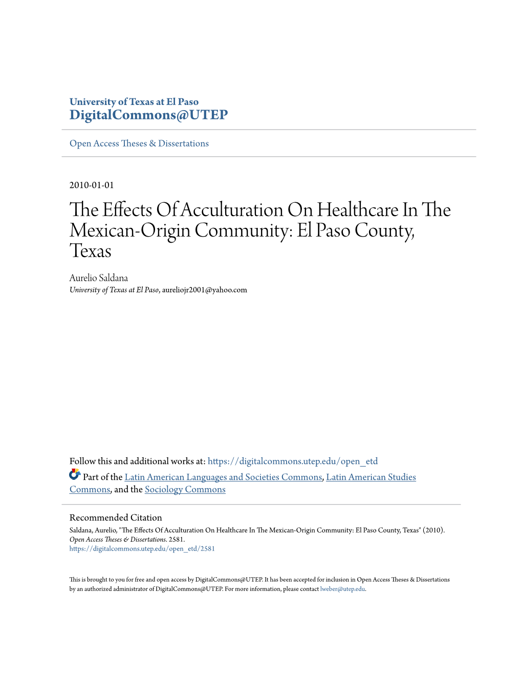 The Effects of Acculturation on Healthcare in the Mexican-Origin Community