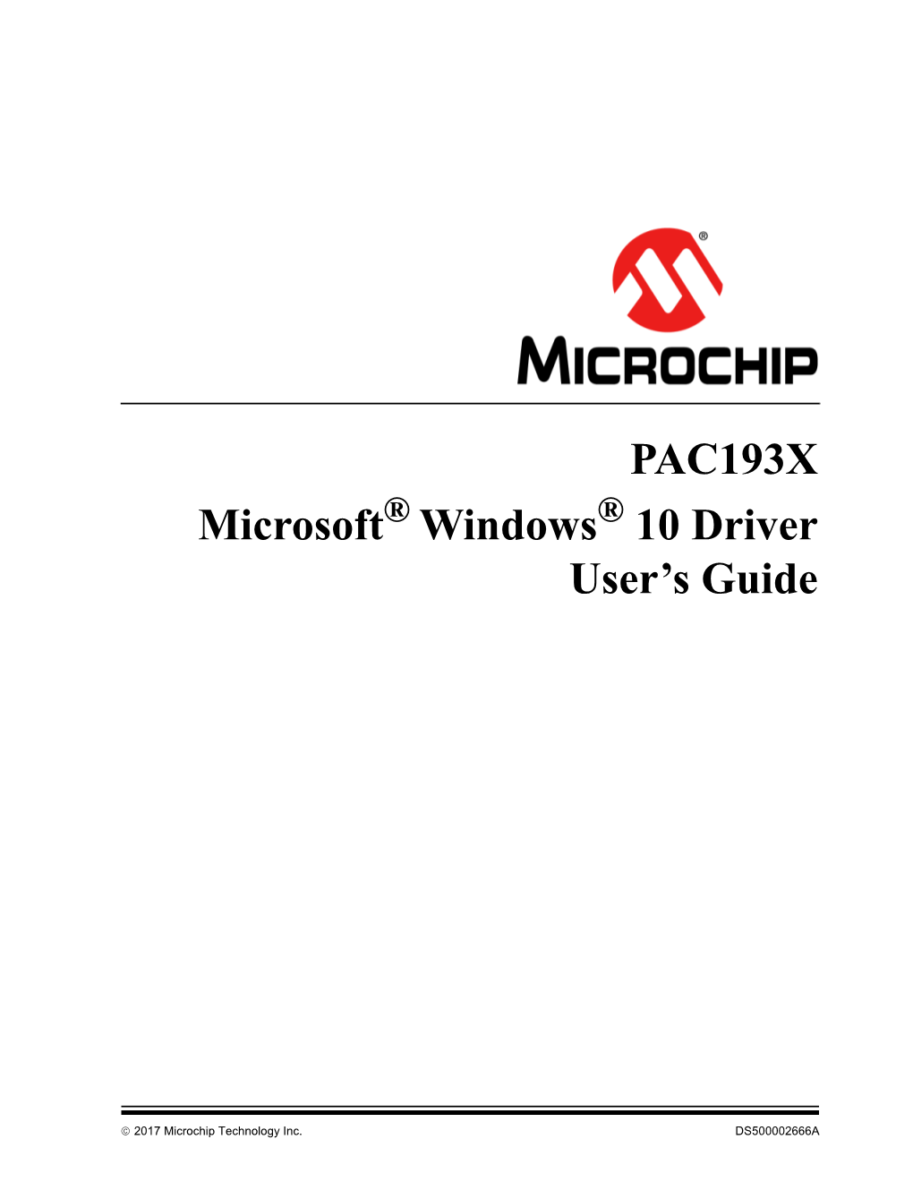 PAC193X Microsoft® Windows® 10 Driver User's Guide