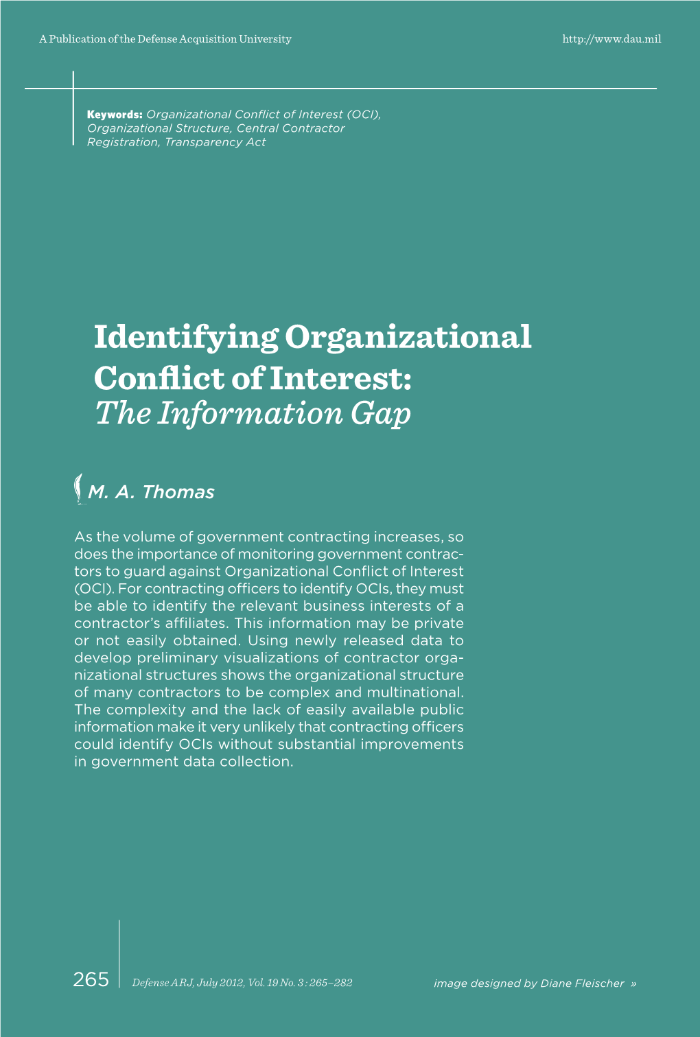 Identifying Organizational Conflict of Interest: the Information Gap