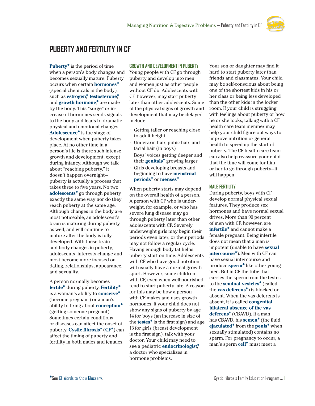 Puberty and Fertility in CF