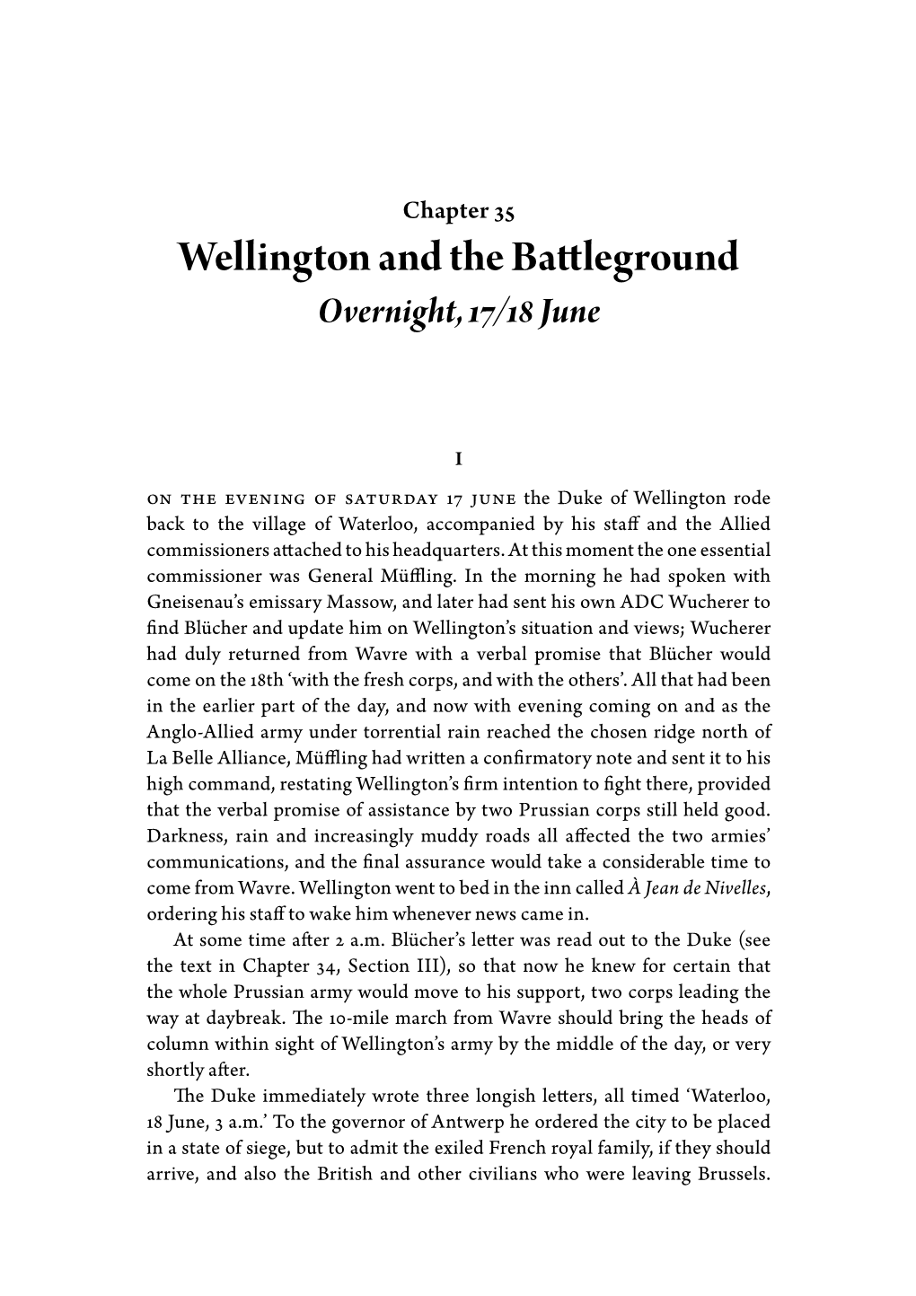 Chapter 35 Wellington and the Battleground Overnight 17/18 June