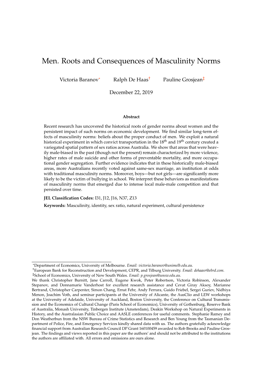 Men. Roots and Consequences of Masculinity Norms