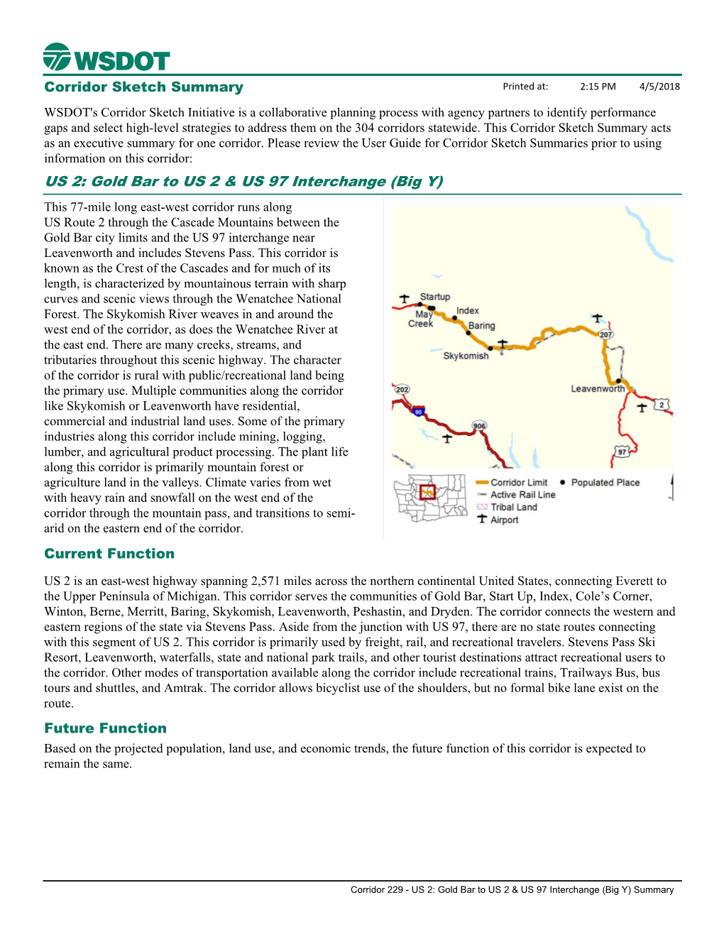 Gold Bar to US 2 & US 97 Interchange (Big Y) [Corridor 229]