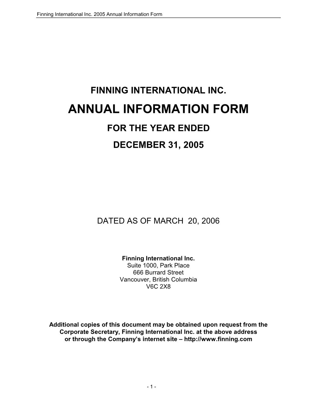 Annual Information Form