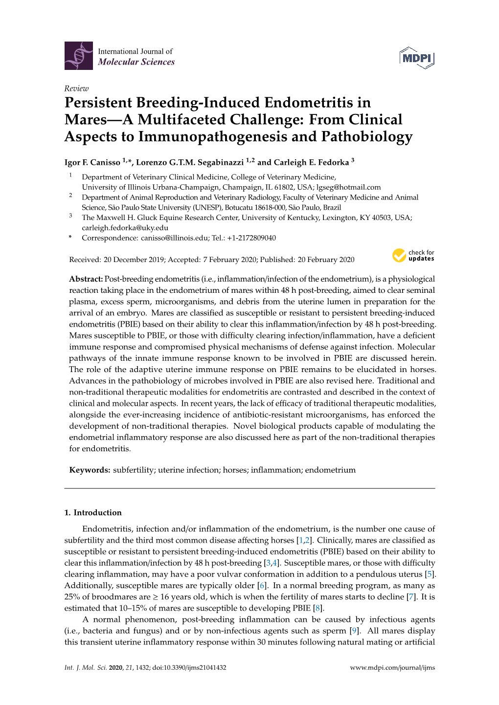 Persistent Breeding-Induced Endometritis in Mares—A Multifaceted Challenge: from Clinical Aspects to Immunopathogenesis and Pathobiology