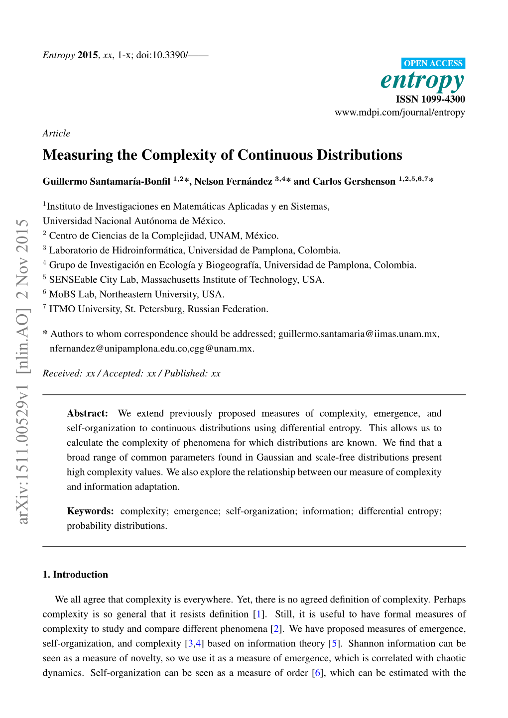 Measuring the Complexity of Continuous Distributions