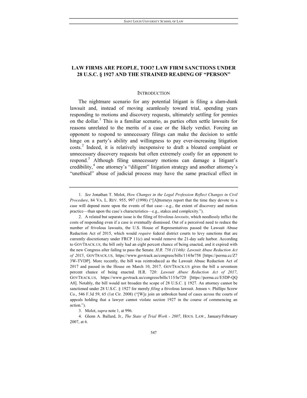 LAW FIRM SANCTIONS UNDER 28 USC § 1927 and the STRAINED READING of “PERSON” the Nightmare