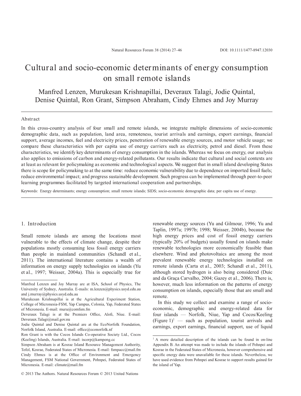 Cultural and Socioeconomic Determinants of Energy