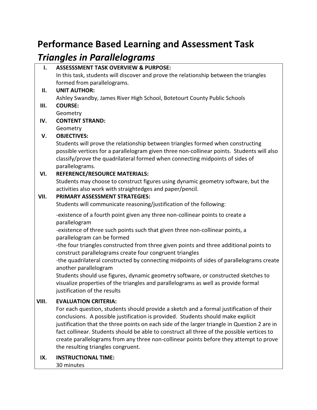 Constructing Parallelograms and Triangles