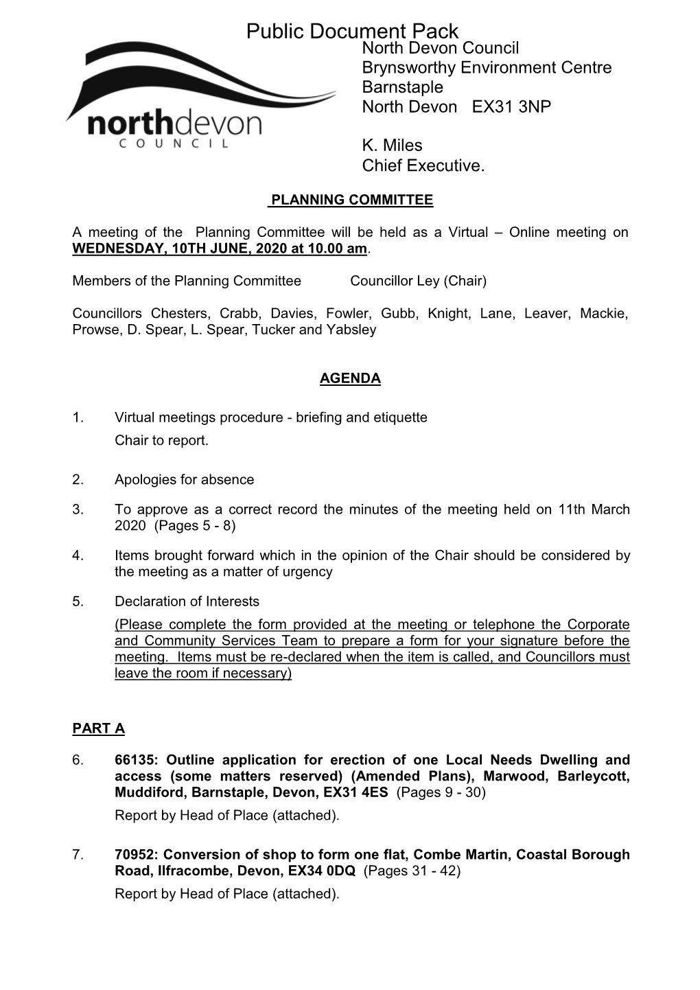 (Public Pack)Agenda Document for Planning Committee, 10/06/2020