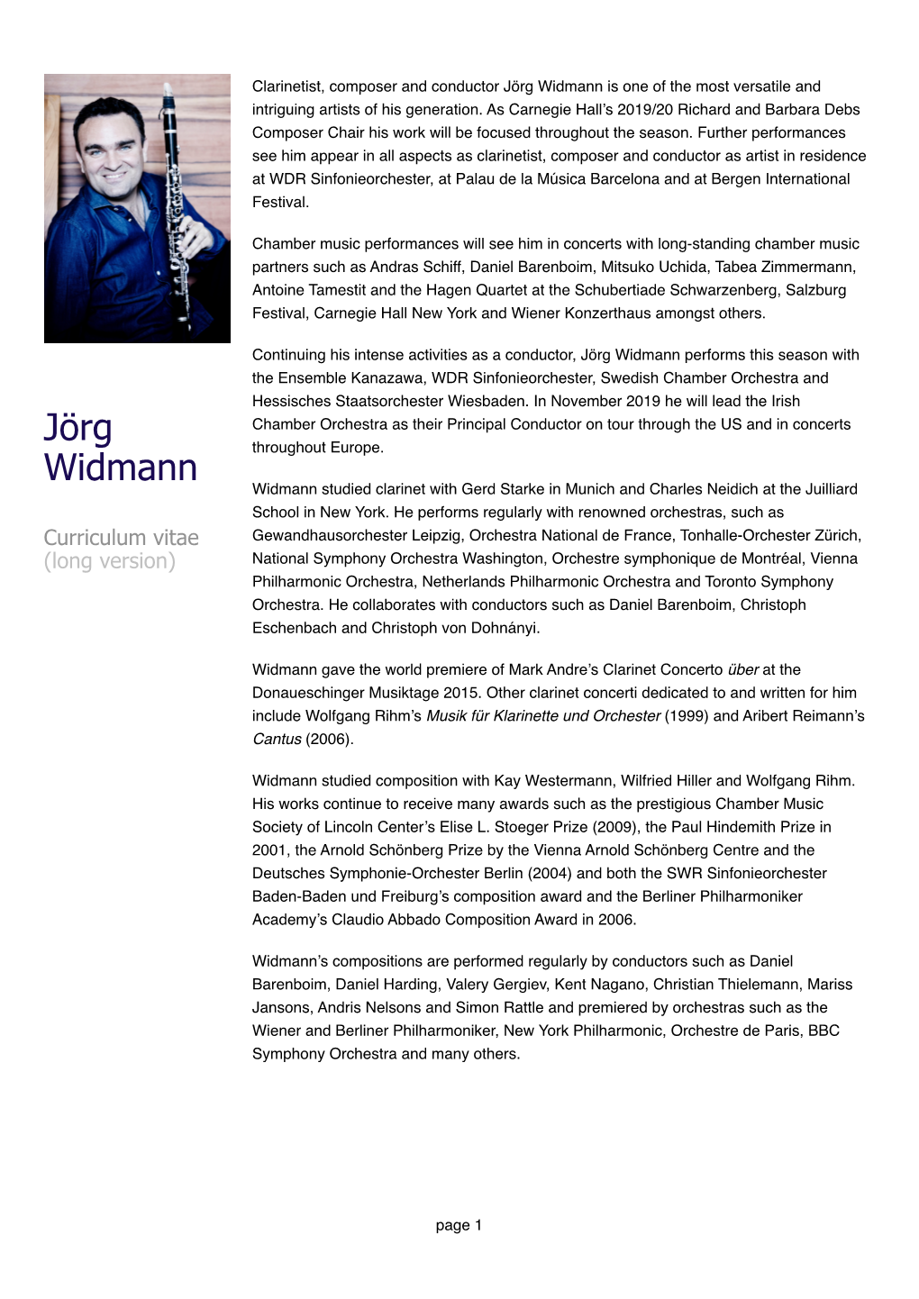 Jörg Widmann Is One of the Most Versatile and Intriguing Artists of His Generation