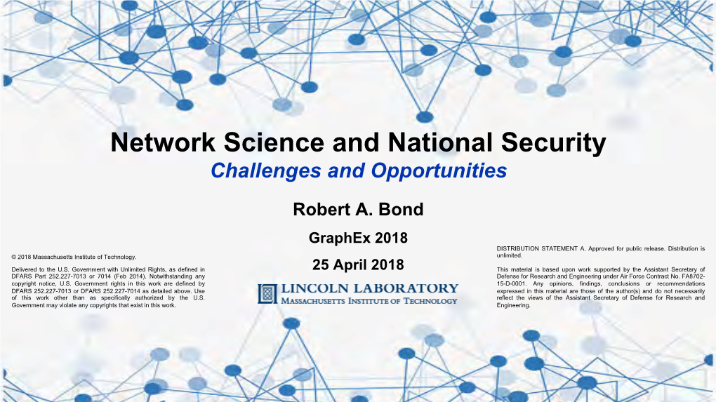 Network Science and National Security Challenges and Opportunities