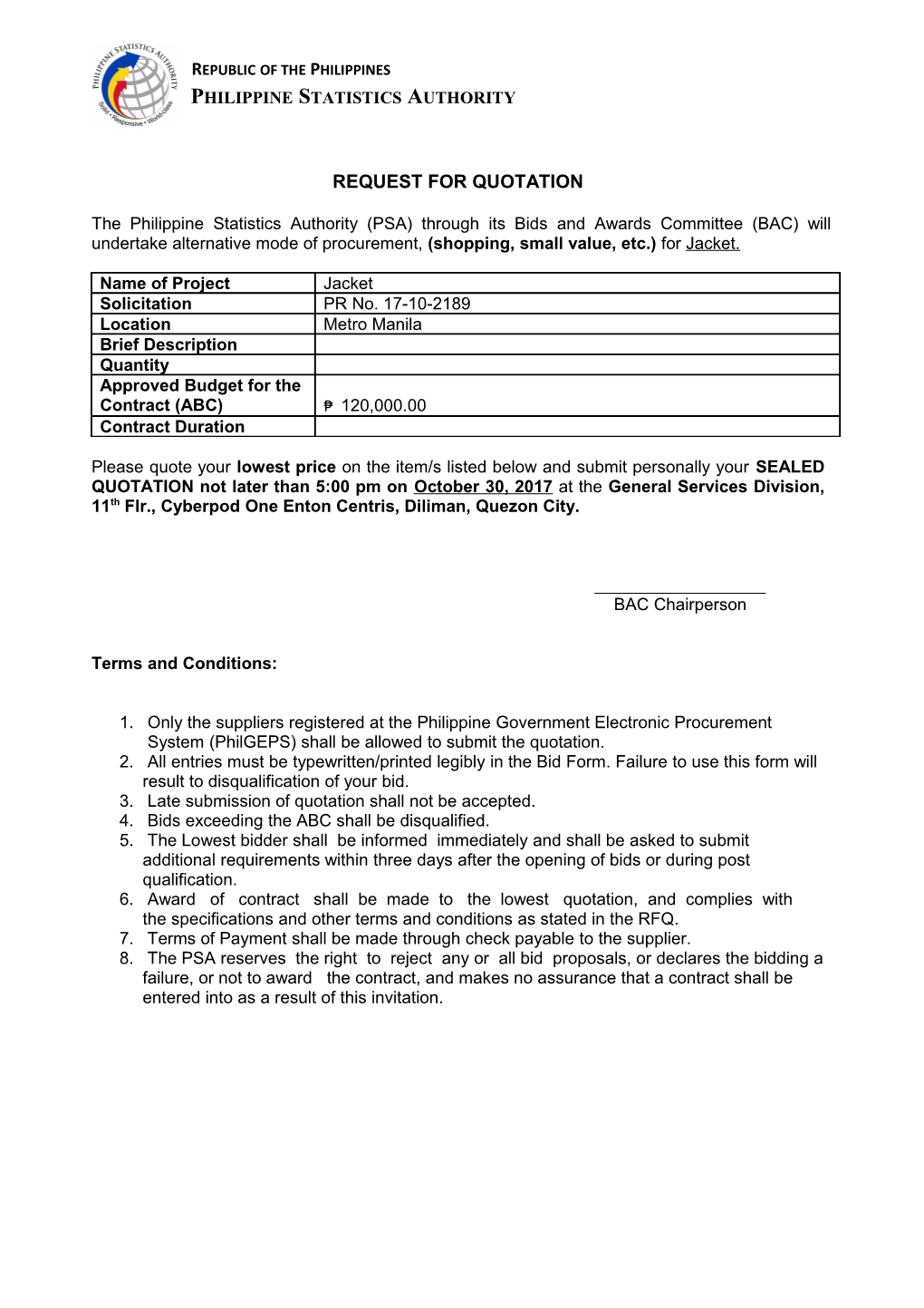 Request for Quotation s17