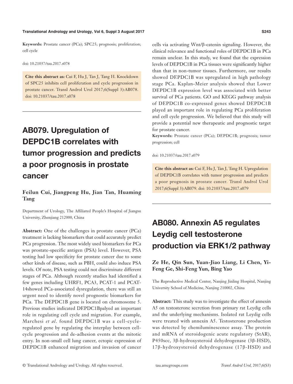 AB079. Upregulation of DEPDC1B Correlates with Tumor