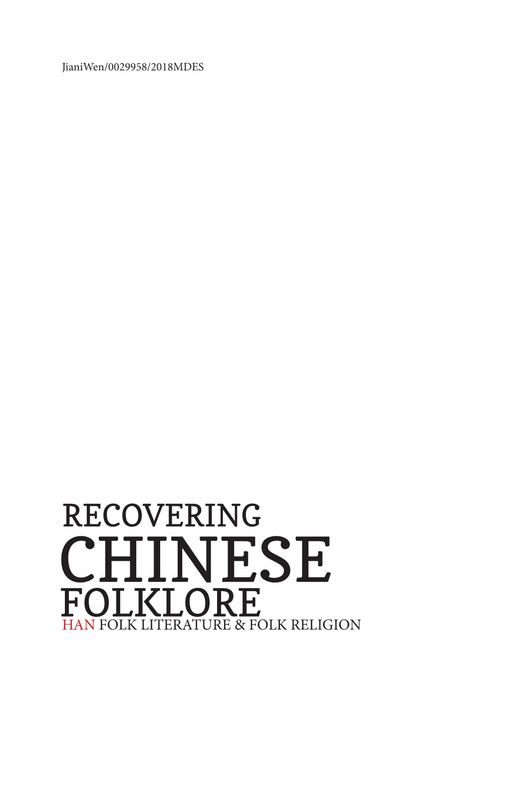Chinese Folklore Han Folk Literature & Folk Religion