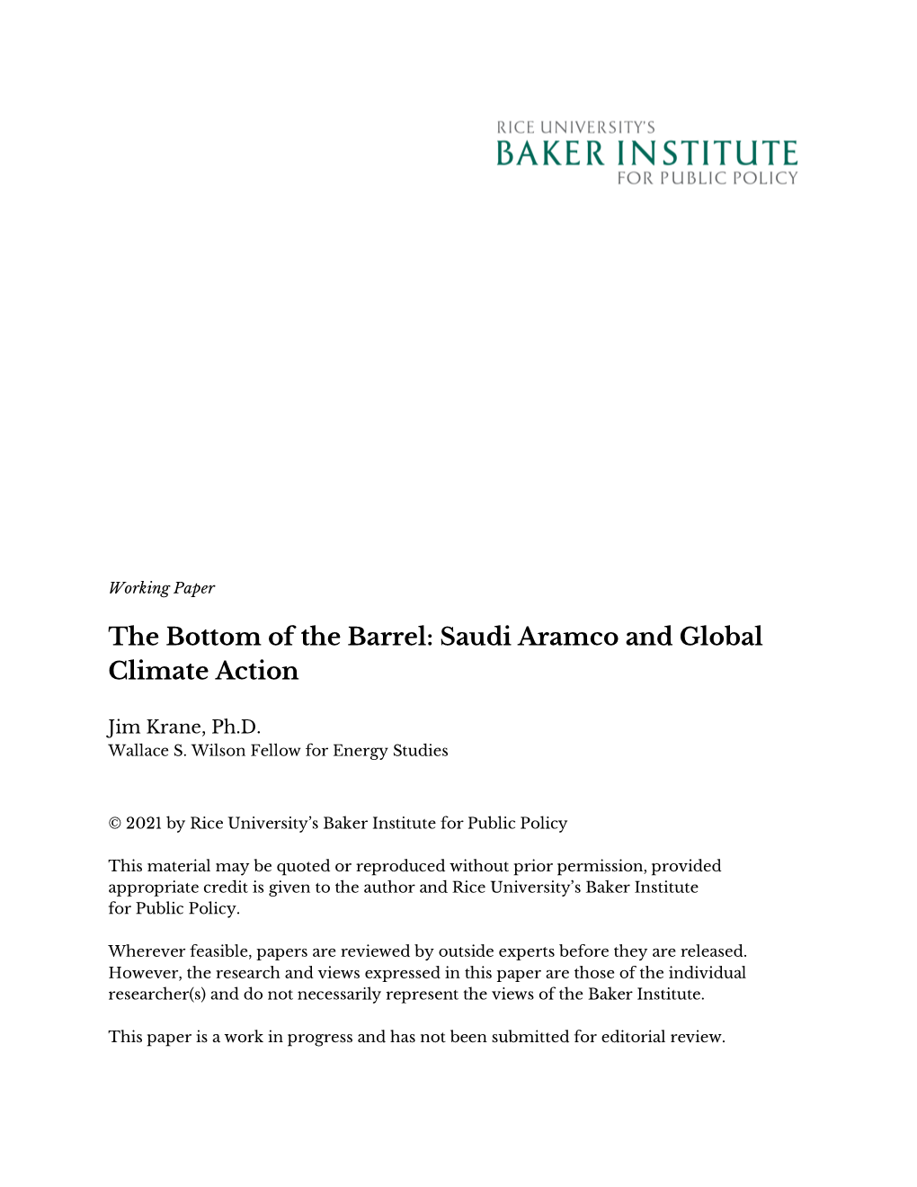 The Bottom of the Barrel: Saudi Aramco and Global Climate Action