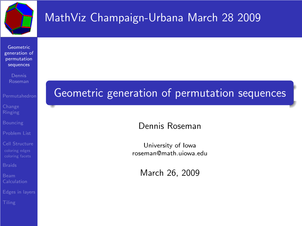 Geometric Generation of Permutation Sequences