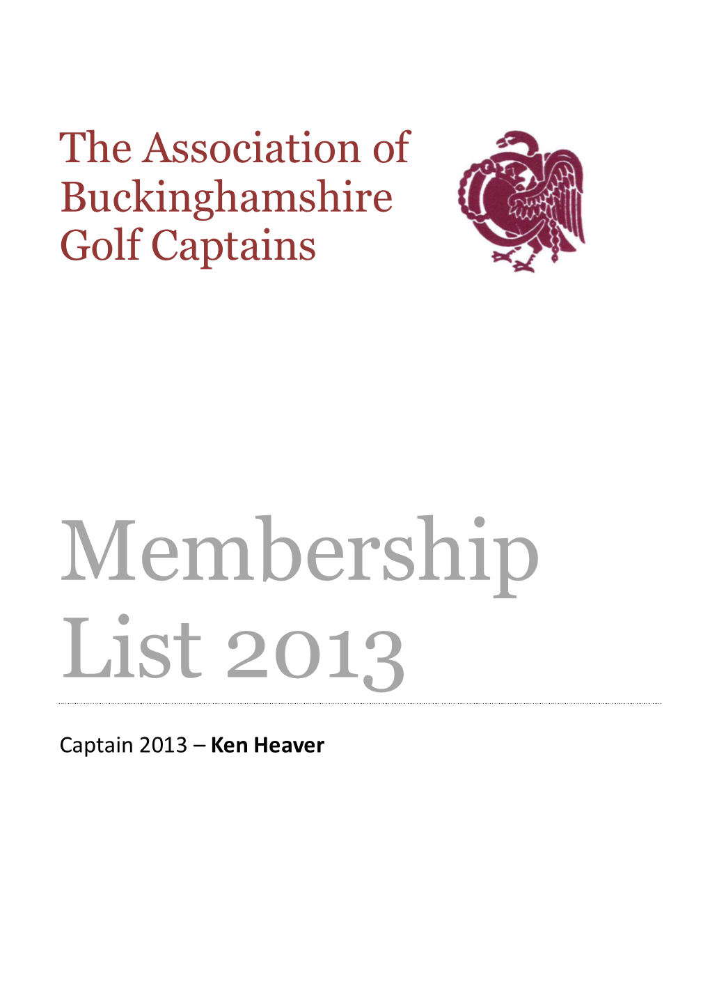 The Association of Buckinghamshire Golf Captains