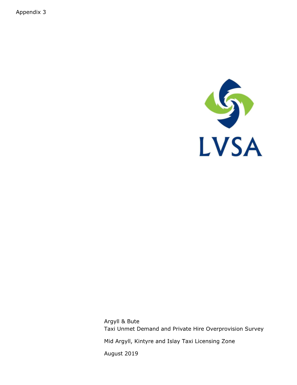 Argyll & Bute Taxi Unmet Demand and Private Hire Overprovision Survey