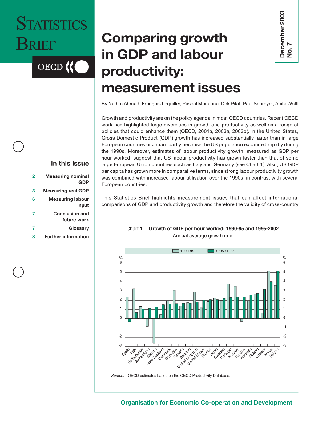 STATISTICS BRIEF Comparing Growth in GDP and Labour Productivity