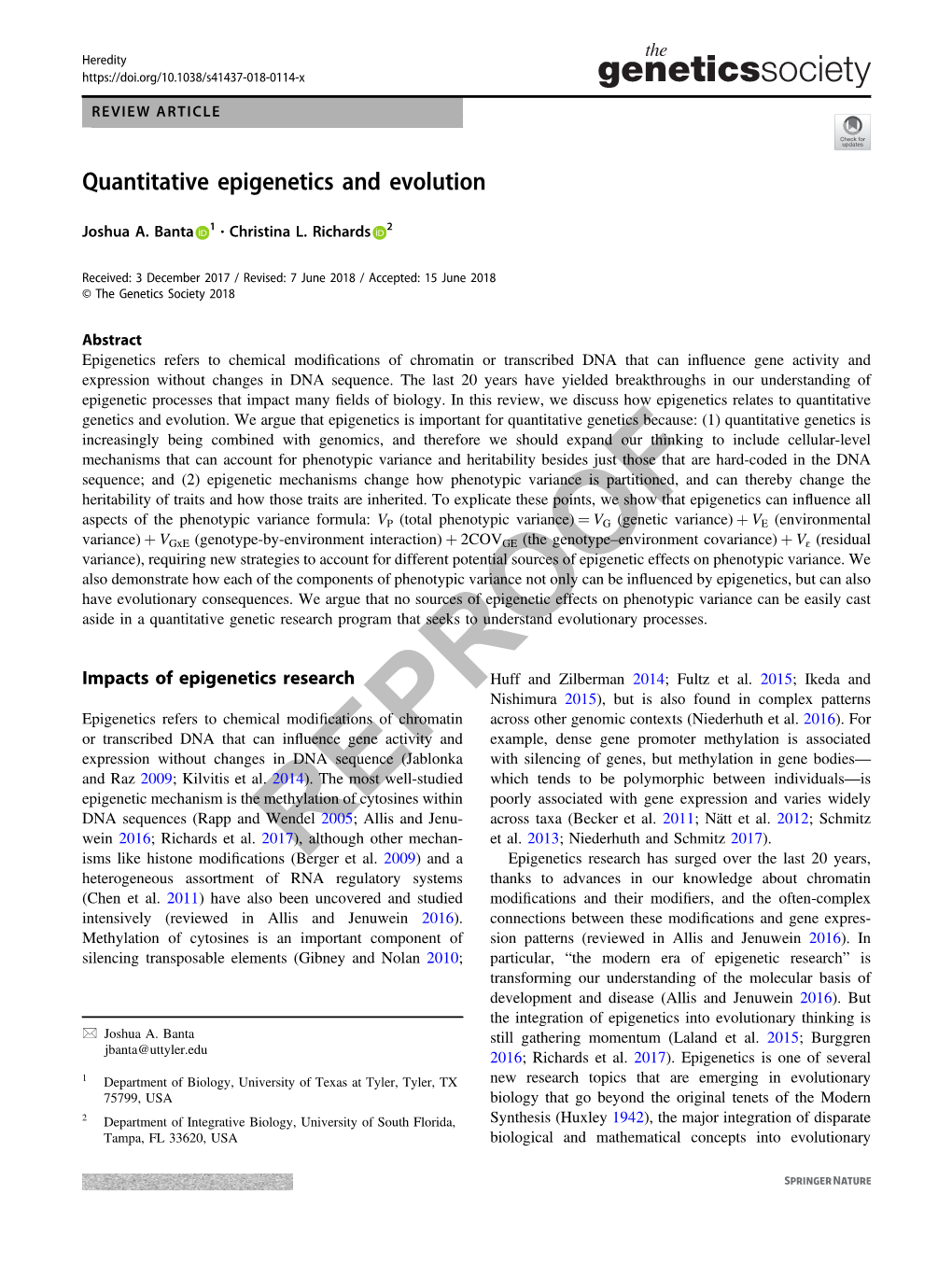 Quantitative Epigenetics and Evolution