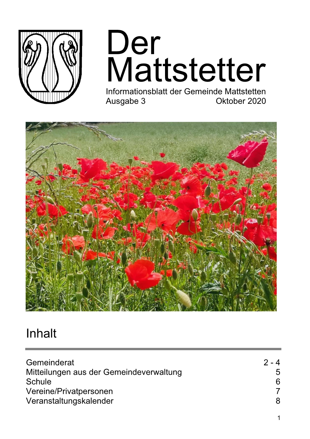 Informationsblatt Der Gemeinde Mattstetten Ausgabe 3 Oktober 2020