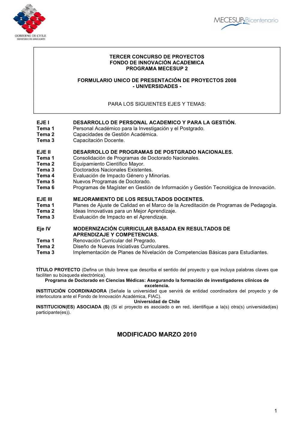 Fondo De Innovación Academica Programa Mecesup 2