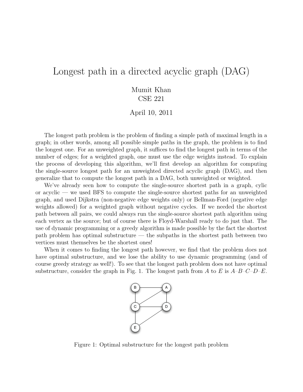 Longest Path in a Directed Acyclic Graph (DAG)