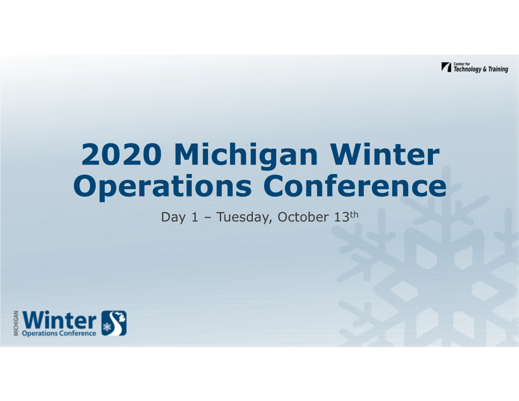 2020 Michigan Winter Operations Conference Day 1 – Tuesday, October 13Th Corrosion Mitigation Corrosion Mitigation Learning Objectives