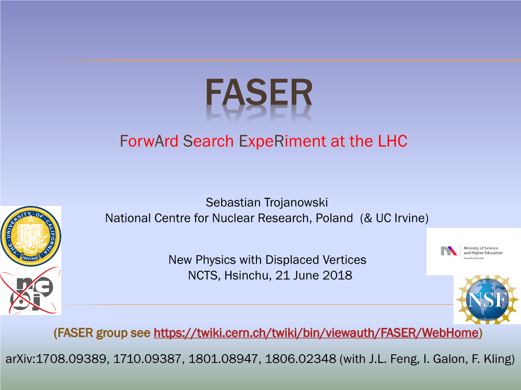 Forward Search Experiment at the LHC