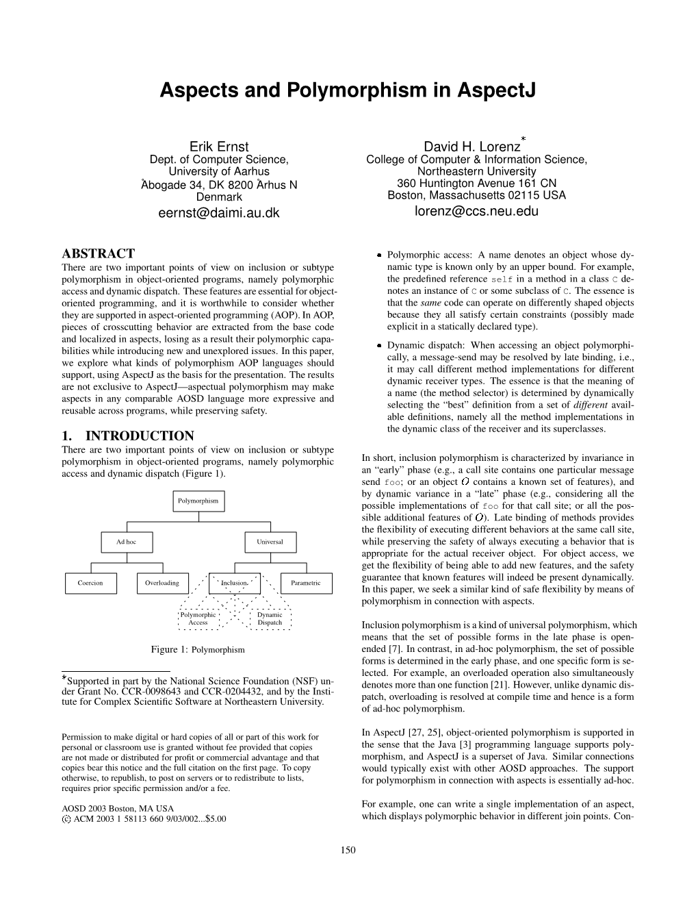 Aspects and Polymorphism in Aspectj