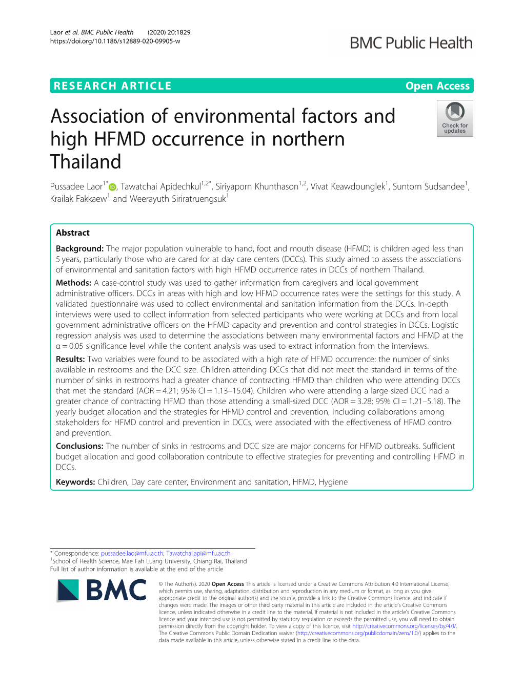 Association of Environmental Factors and High HFMD Occurrence In
